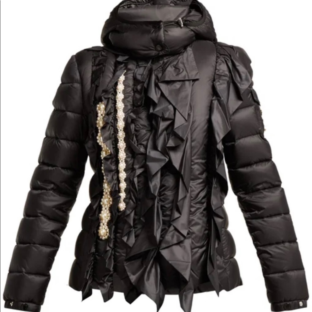 Darcy Ruffle Pearl Quilted-Down Jacket